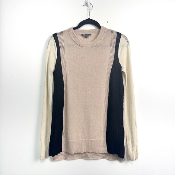 Vince Two Toned Knit 100% Cashmere Sweater Sz Small - Picture 3 of 14